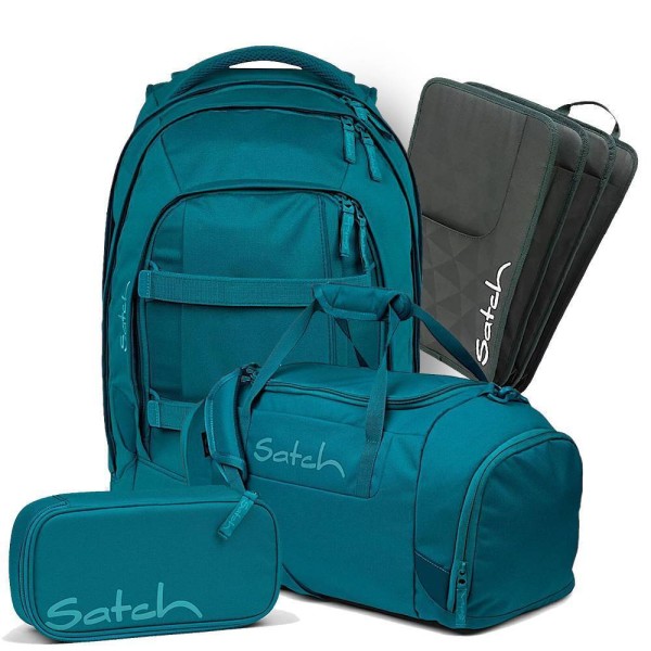 satch - pack Schulrucksack Set 4tlg in blau