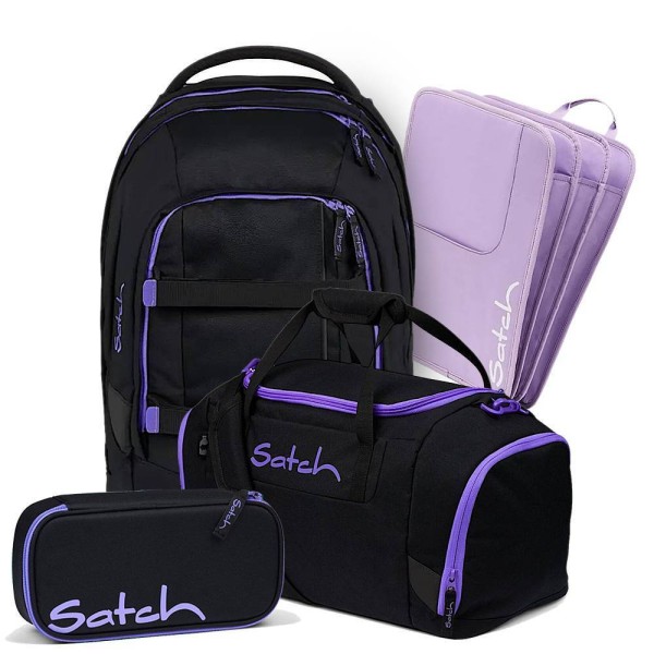 satch - pack Schulrucksack Set 4tlg in schwarz