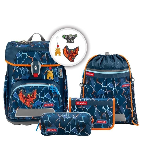 Step by Step - CLOUD Schleich Schulranzen Set 5tlg Eldrador Creatures Lava Dragon in blau