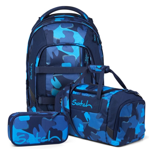 satch - Set aus pack + Schlamperbox + Sporttasche in blau