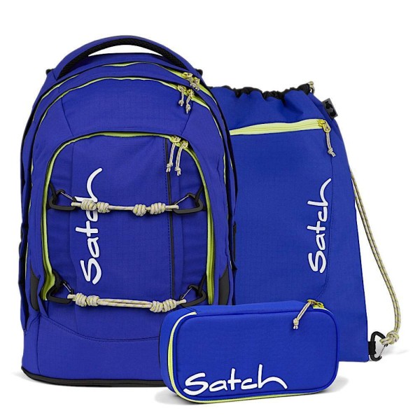 satch - pack Set aus pack + Schlamperbox + Sportbeutel Blue Climber in blau
