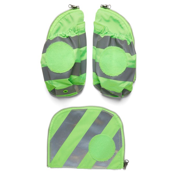 ergobag - Fluo Seitentaschen Zip Set mit Reflektorstreifen in grün